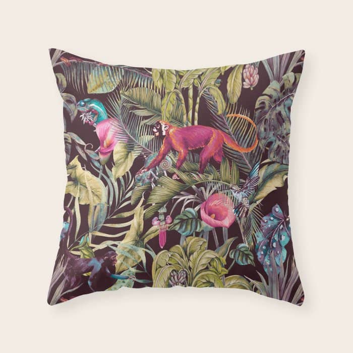 Fantasy In The Nocturnal Tropical Jungle Throw Pillow