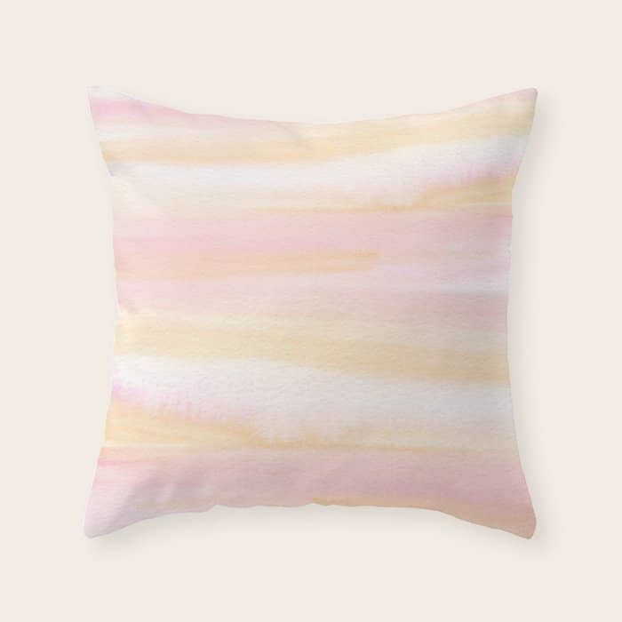 Pastel Pink Coral Blush Cream Watercolor Abstract Watercolor Pattern Throw Pillow