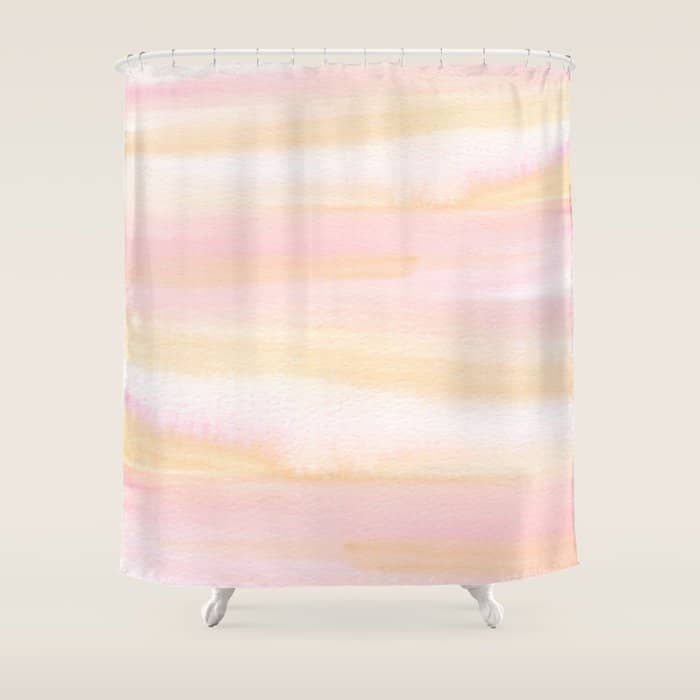 Pastel Pink Coral Blush Cream Watercolor Abstract Watercolor Pattern Shower Curtain
