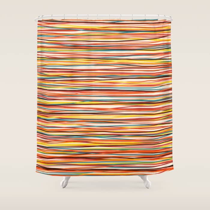 Bright Colorful Lines - Classic Abstract Minimal Retro Summer Style Stripes Shower Curtain