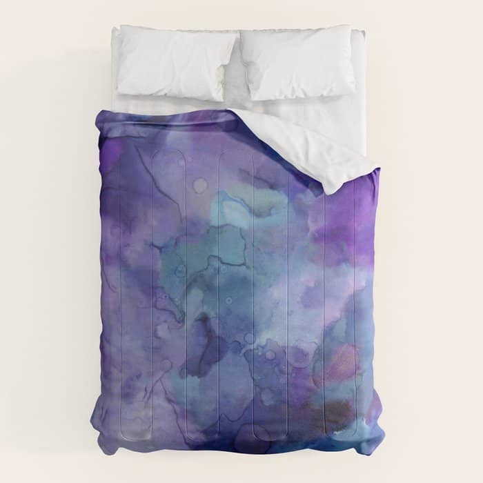 Abstract Colorful Purple Watercolor Comforter