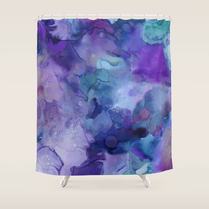 Abstract Colorful Purple Watercolor Shower Curtain