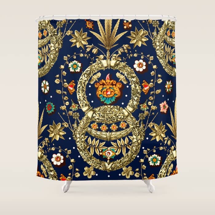 Art Nouveau Floral Pattern Shower Curtain