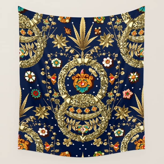 Art Nouveau Floral Pattern Wall Tapestry