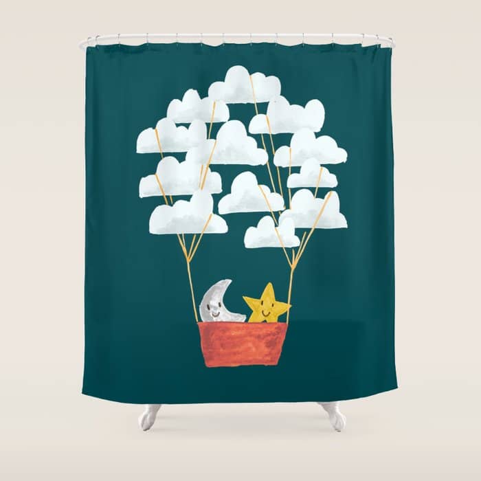 Hot Cloud Baloon - Moon And Star Shower Curtain