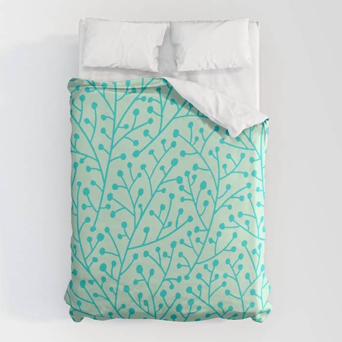 Berry Branches - Mint & Turquoise Palette Duvet Cover