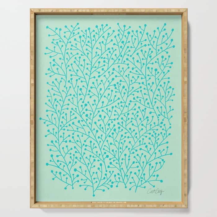 Berry Branches - Mint & Turquoise Palette Serving Tray