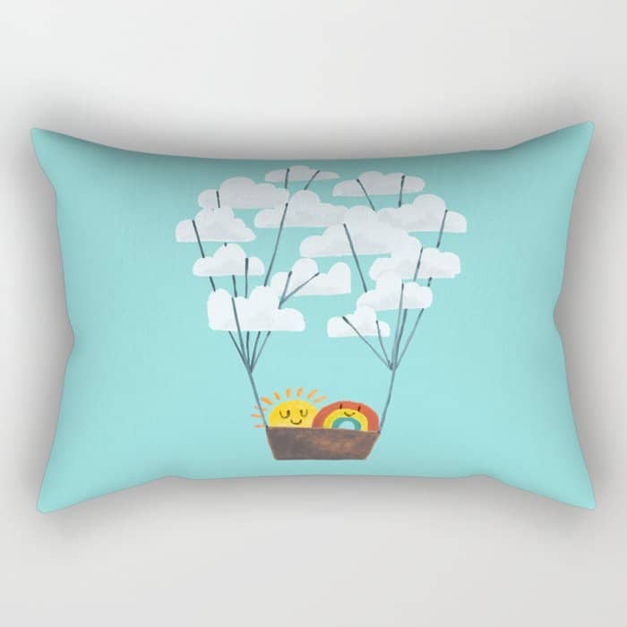 Hot Cloud Balloon - Sun And Rainbow Rectangular Pillow