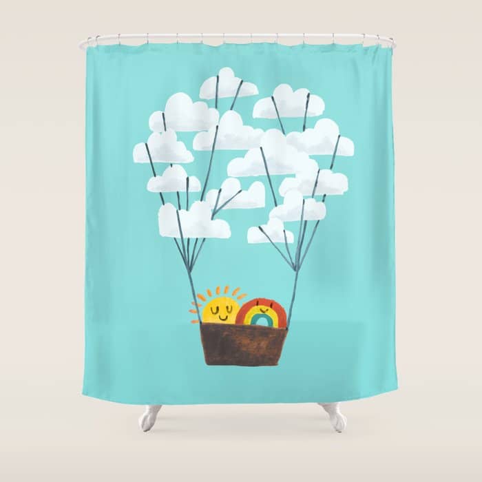 Hot Cloud Balloon - Sun And Rainbow Shower Curtain