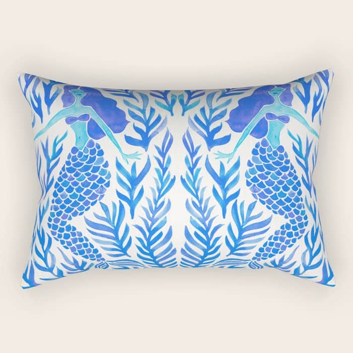 Kelp Forest Mermaid - Blue Palette Rectangular Pillow