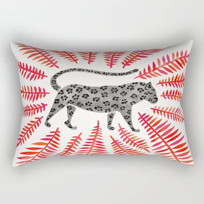 Black Jaguar - Red Leaf Palette Rectangular Pillow