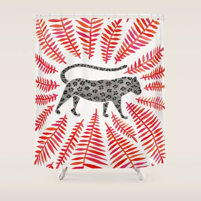 Black Jaguar - Red Leaf Palette Shower Curtain