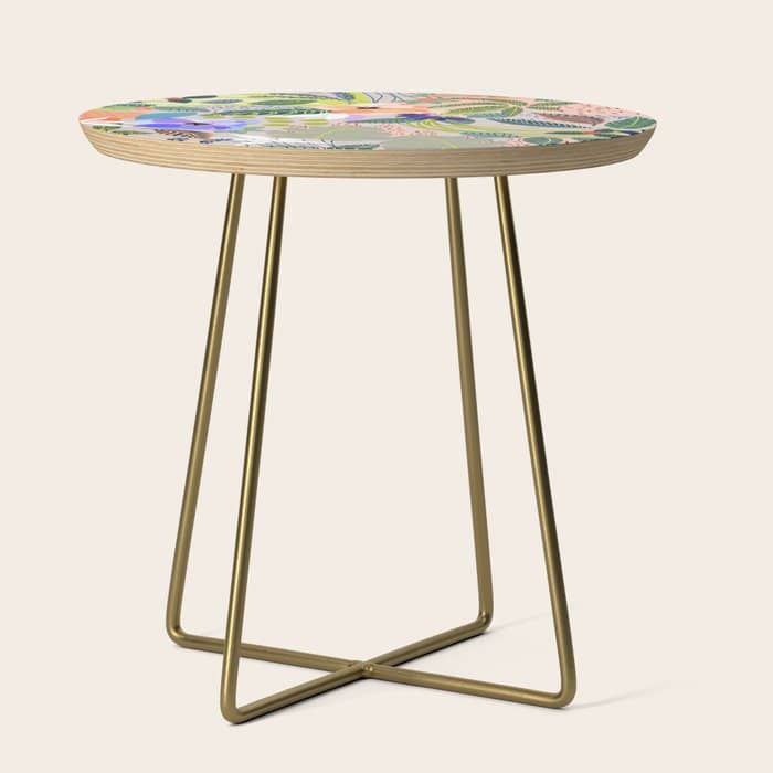 Wander, Floral Colorful Summer Modern Bohemian Illustration, Nature Blush Botanical Tropical Garden Side Table