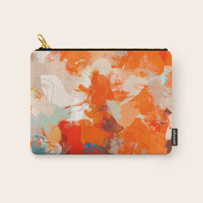 Pleasure, Abstract Painting Summer, Positivity Modern Bohemian Pop Of Color Bright Good Vibes Carry All Pouch