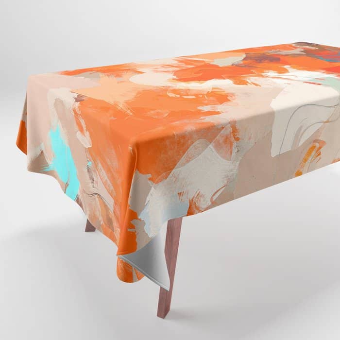 Pleasure, Abstract Painting Summer, Positivity Modern Bohemian Pop Of Color Bright Good Vibes Tablecloth