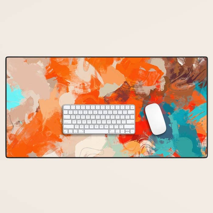 Pleasure, Abstract Painting Summer, Positivity Modern Bohemian Pop Of Color Bright Good Vibes Desk Mat