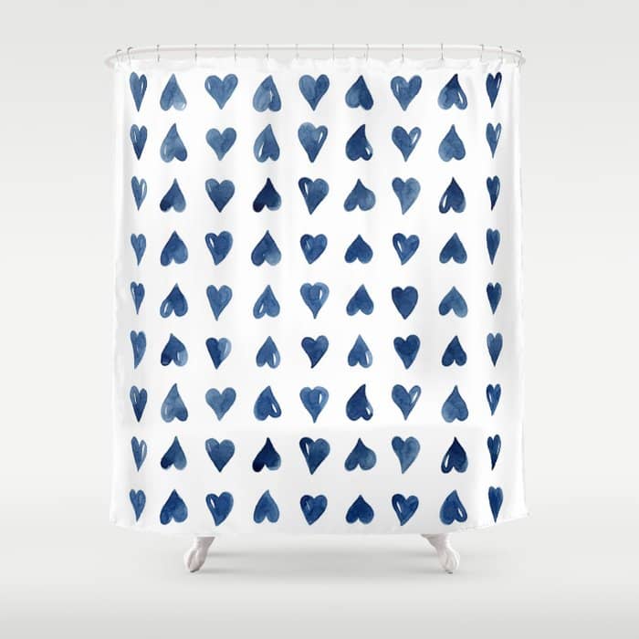 Hearts Watercolor Pattern Shower Curtain