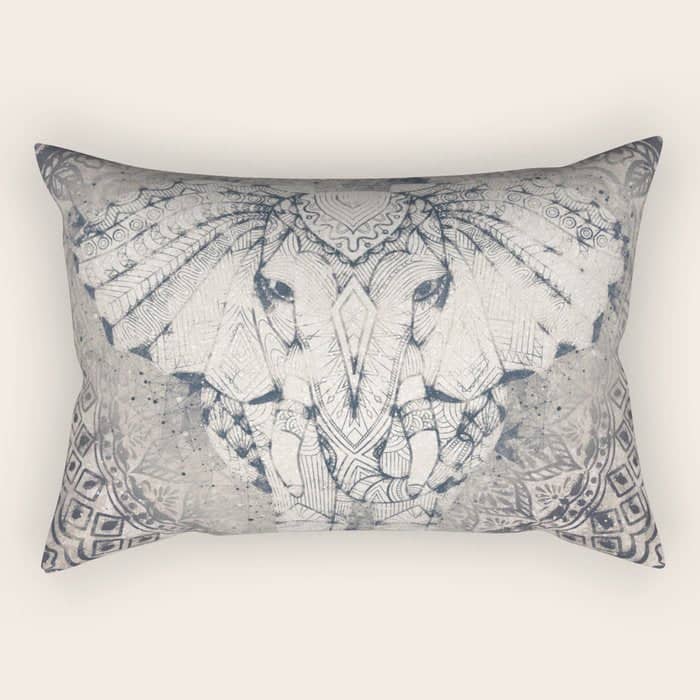 Indian Elephant Mandala Rectangular Pillow