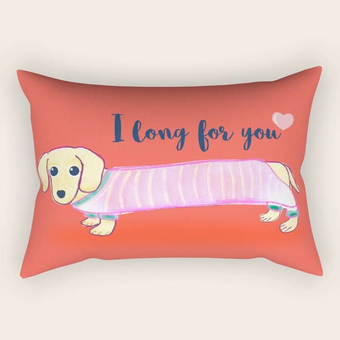 Valentine'S Day Dachshund Dog Rectangular Pillow
