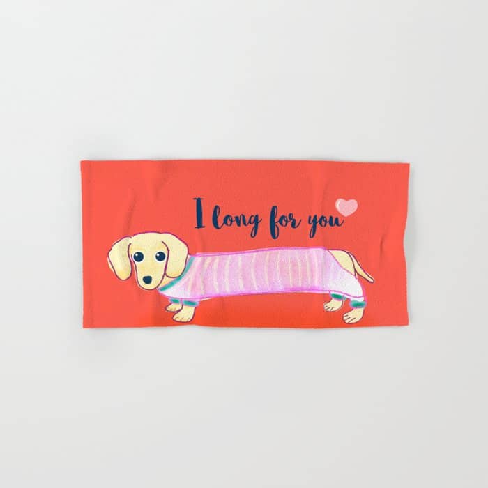 Valentine'S Day Dachshund Dog Bath Towel