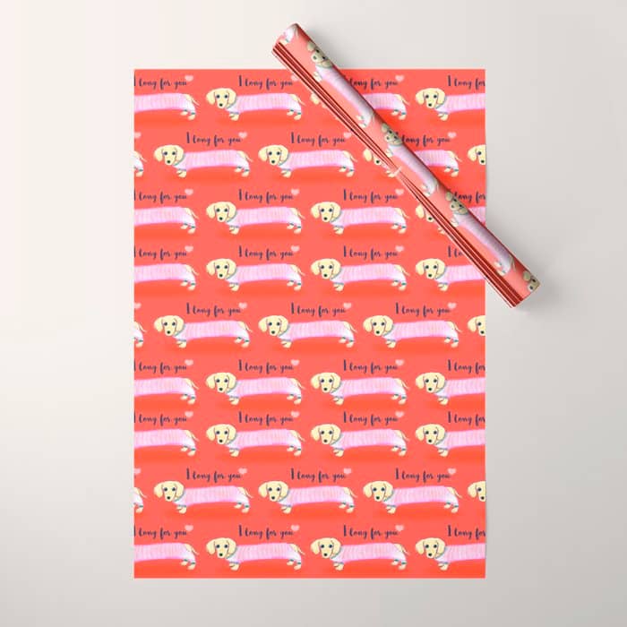 Valentine'S Day Dachshund Dog Wrapping Paper