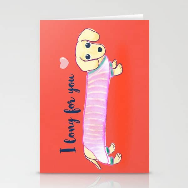 Valentine'S Day Dachshund Dog Stationery Card