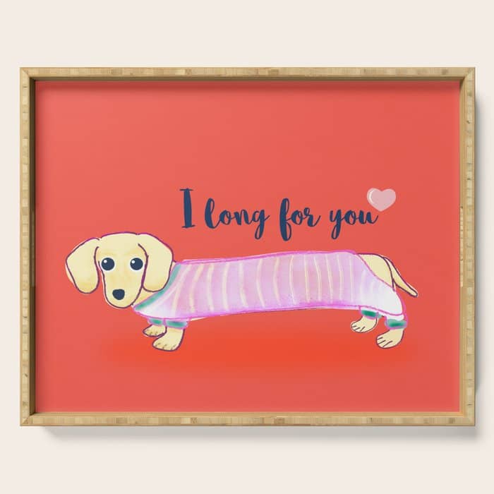 Valentine'S Day Dachshund Dog Serving Tray