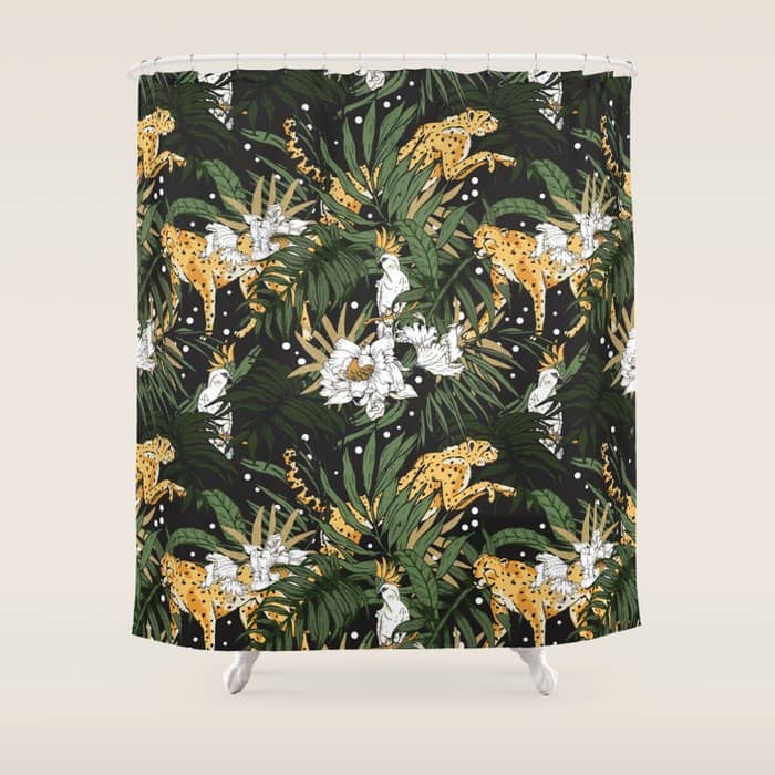 Cheetah In The Glamorous Nocturnal Jungle Shower Curtain