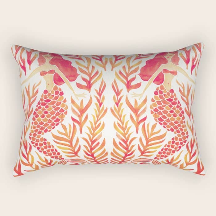 Kelp Forest Mermaid - Peach Palette Rectangular Pillow