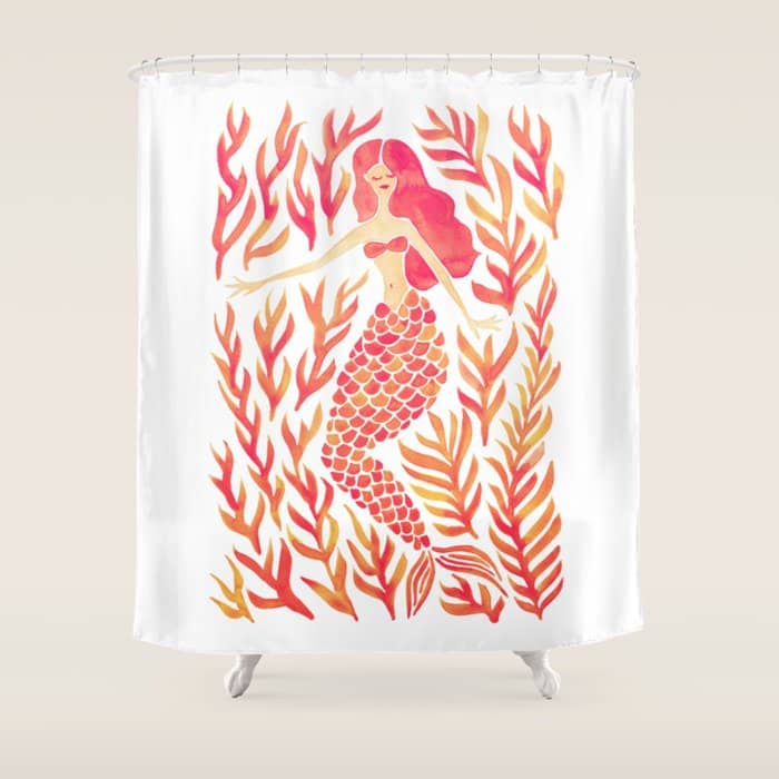 Kelp Forest Mermaid - Peach Palette Shower Curtain