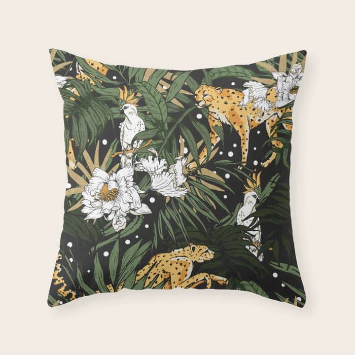 Cheetah In The Glamorous Nocturnal Jungle Throw Pillow