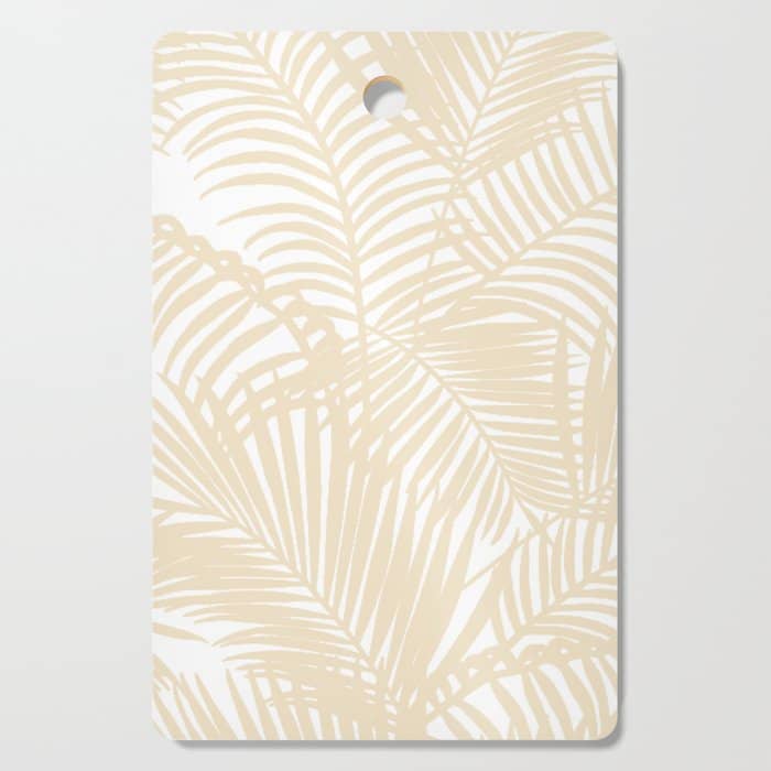 Modern Tropical Elegant Ivory Palm Tree Pattern Cutting Board