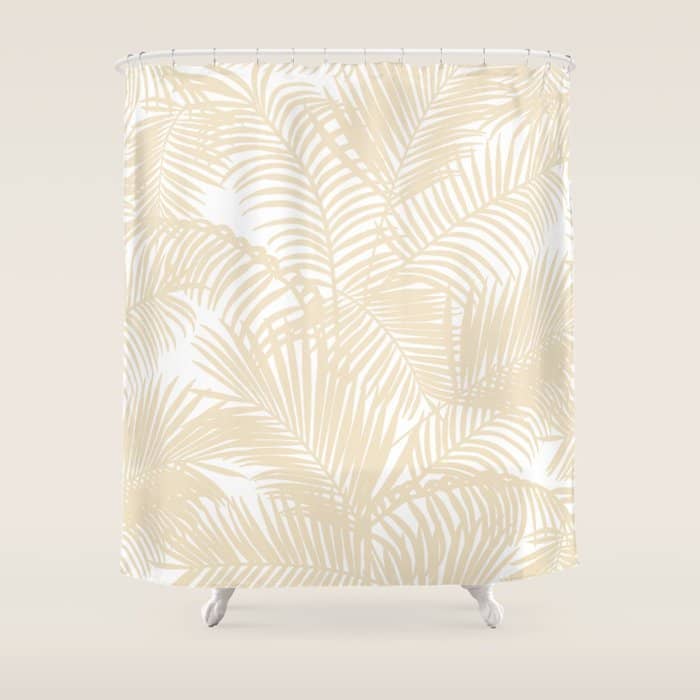 Modern Tropical Elegant Ivory Palm Tree Pattern Shower Curtain