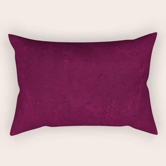 Hand Painted Modern Abstract Burgundy Marble Watercolor Rectangular Pillow