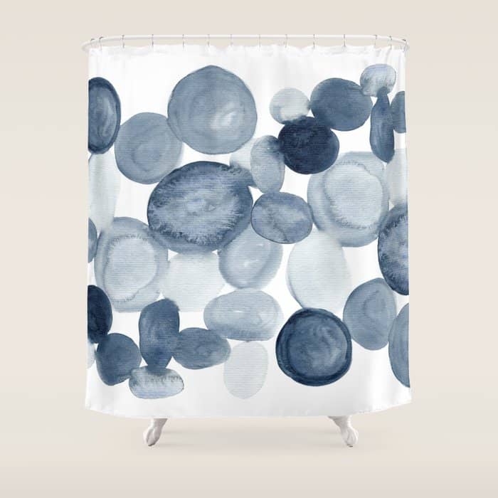 Pebbles Watercolor Abstract Shower Curtain