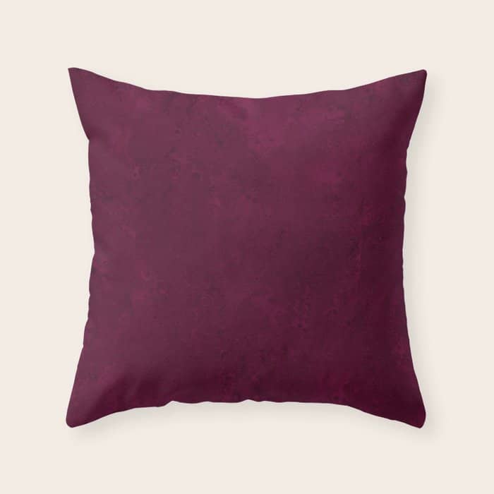 Hand Painted Modern Abstract Burgundy Marble Watercolor Throw Pillow