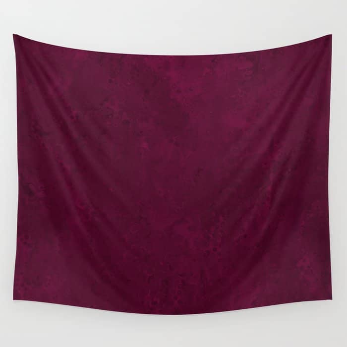 Hand Painted Modern Abstract Burgundy Marble Watercolor Wall Tapestry