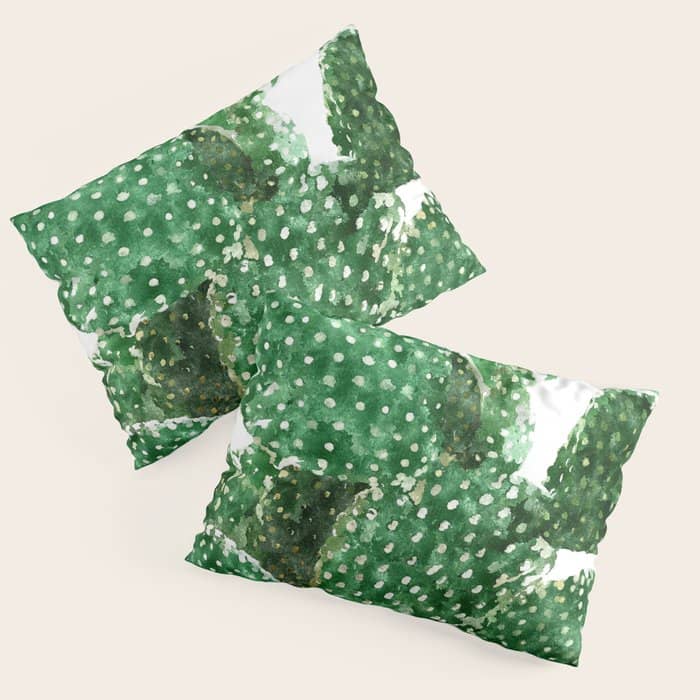 Velvet Cactus | Watercolor Botanical Plants | Minimal Boho Scandinavian Painting Pillow Sham