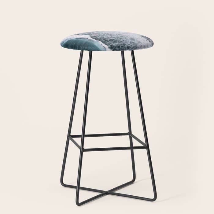 Waves From Above On A Black Sand Beach Stool