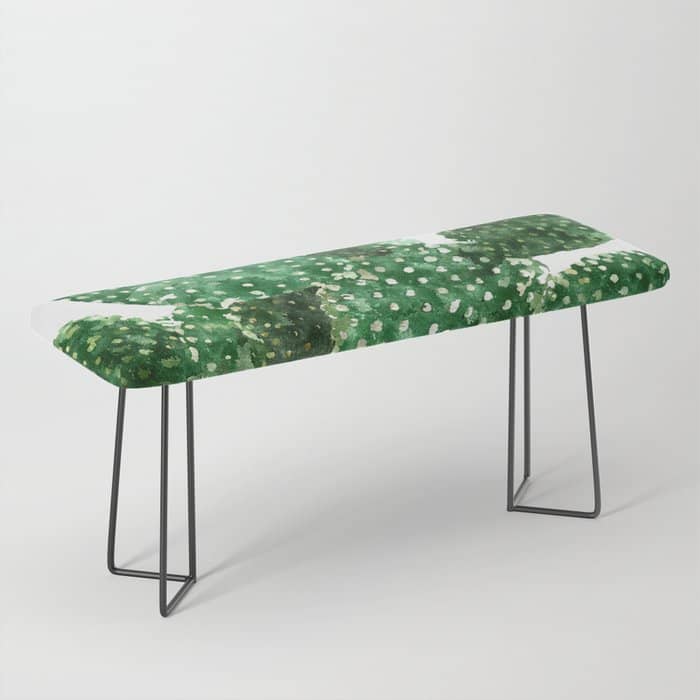 Velvet Cactus | Watercolor Botanical Plants | Minimal Boho Scandinavian Painting Bench