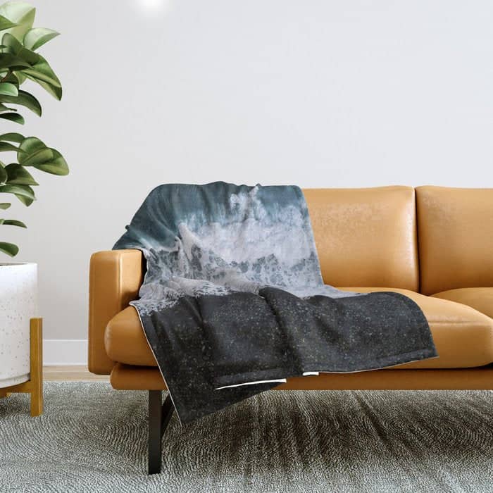 Waves From Above On A Black Sand Beach Throw Blanket