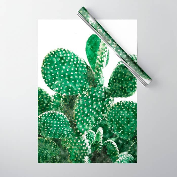 Velvet Cactus | Watercolor Botanical Plants | Minimal Boho Scandinavian Painting Wrapping Paper