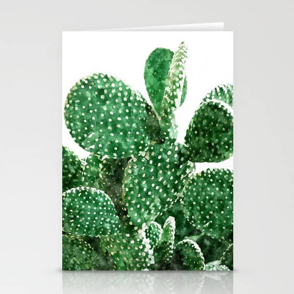 Velvet Cactus | Watercolor Botanical Plants | Minimal Boho Scandinavian Painting Stationery Card