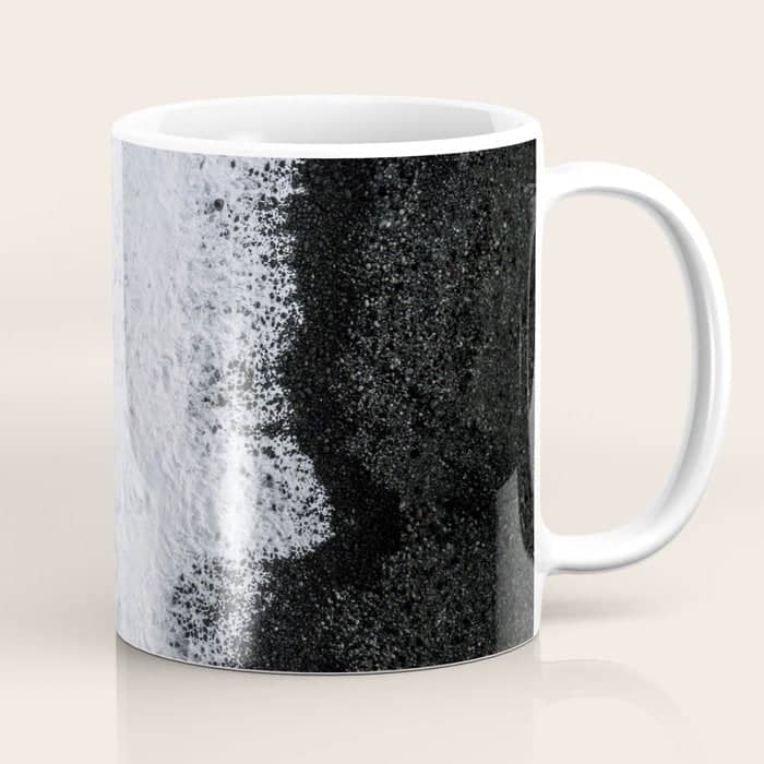 Waves From Above On A Black Sand Beach Coffee Mug