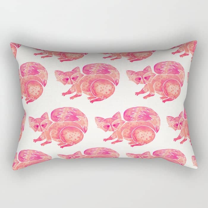 Watercolor Raccoon - Pink Palette Rectangular Pillow
