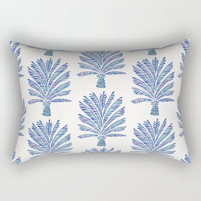 Palm Tree - Navy Palette Rectangular Pillow