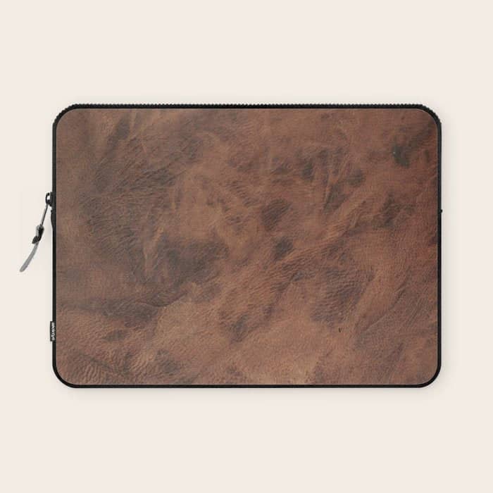 Old Tan Faux Leather Texture Laptop Sleeve