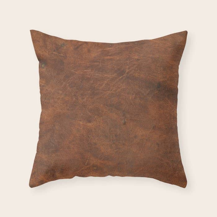 Old Tan Faux Leather Texture Throw Pillow