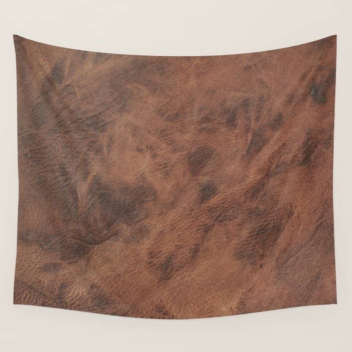Old Tan Faux Leather Texture Wall Tapestry