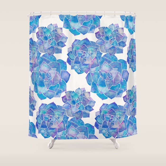 Rosette Succulents - Blue Palette Shower Curtain